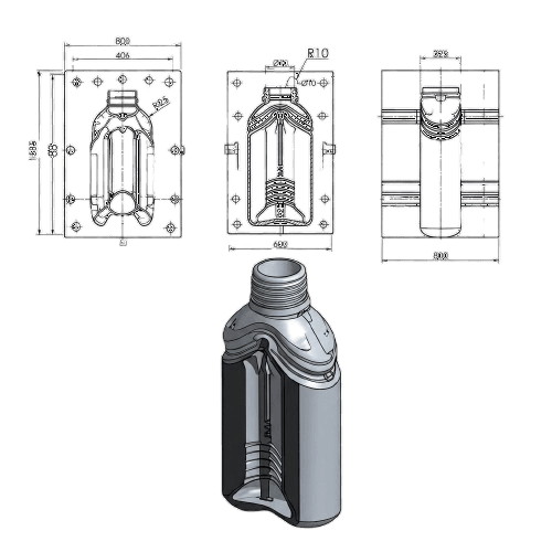 Custom manufacturing bottle technical drawing Custom manufacturing bottle technical drawing